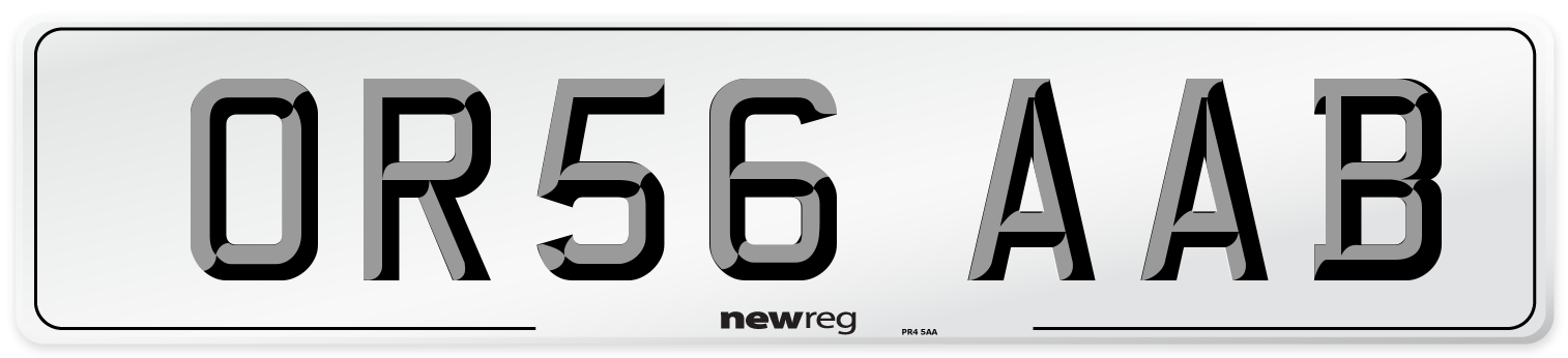 OR56 AAB Number Plate from New Reg